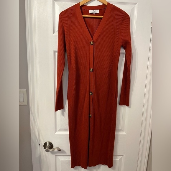 Magaschoni Long  Sleeve Button Front Midi Dress - Picture 4 of 4